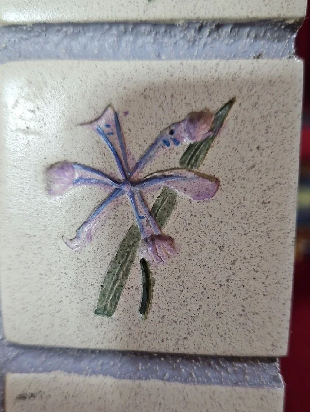 Handpainted Floral Ceramic Tile Inlay Photo Picture Frame